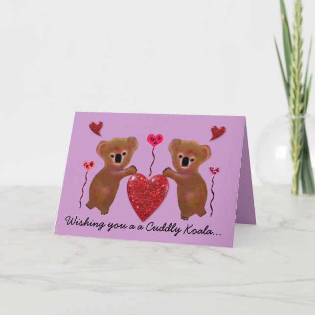 Koala Valentine Hearts Cards (Front)