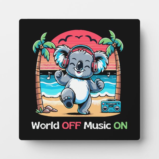Koala Vibing on the Beach Plaque (Front)