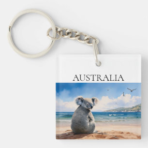 Koala watching the ocean Australia Key Ring