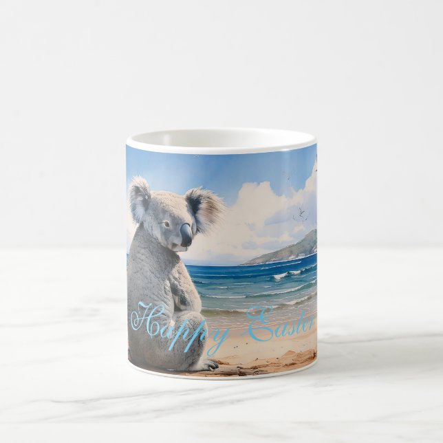 Koala watching the ocean Happy Easter Coffee Mug (Center)