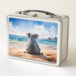 Koala watching the ocean metal lunch box