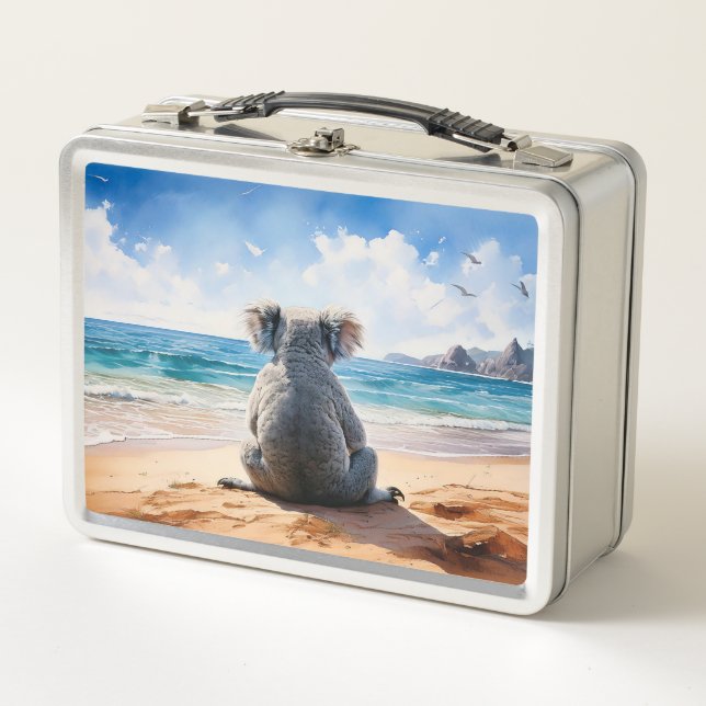 Koala watching the ocean metal lunch box (Front)