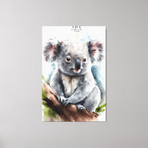 Koala -Watercolor Paint-Stretched Canvas Print