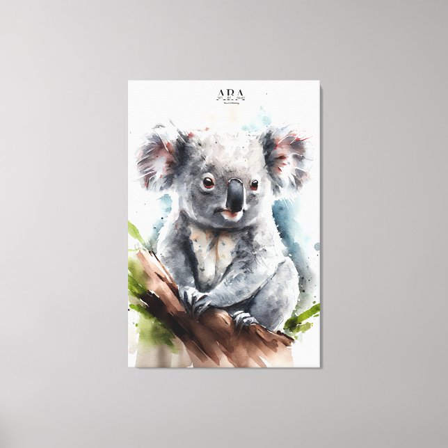 Koala -Watercolor Paint-Stretched Canvas Print (Front)