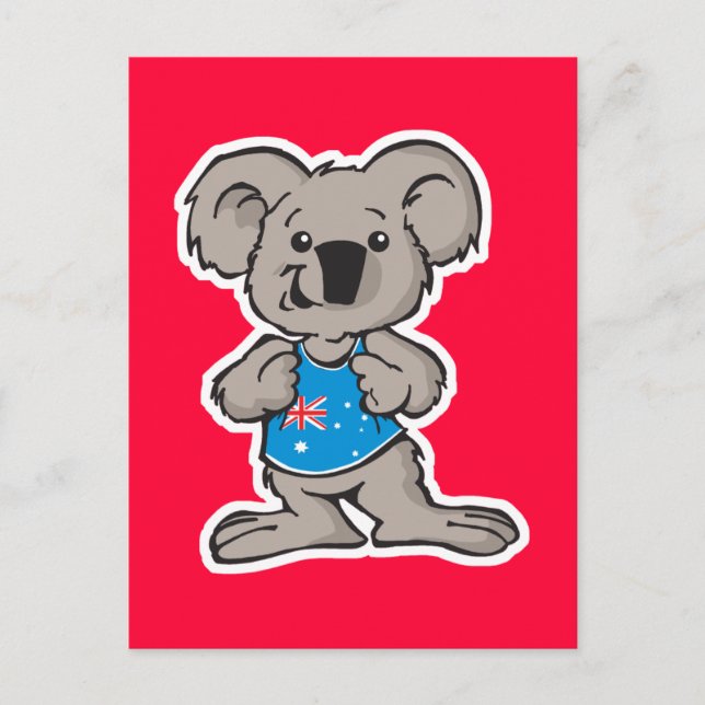 koala wearing Australia shirt Postcard (Front)