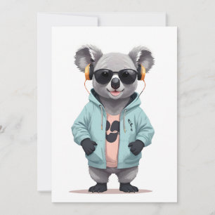 Koala Wearing Hoodie Funny Cool Animal Character  Invitation