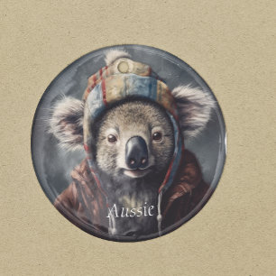 Koala wearing winter hat, customisable  ceramic ornament