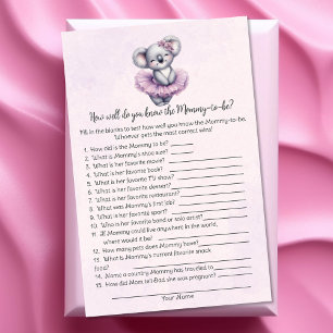 Koala Who Knows Mummy Best Baby Shower Game Card