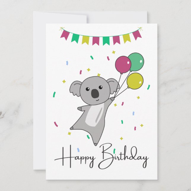 Koala Wishes Happy Birthday To You Koalas Invitation (Front)