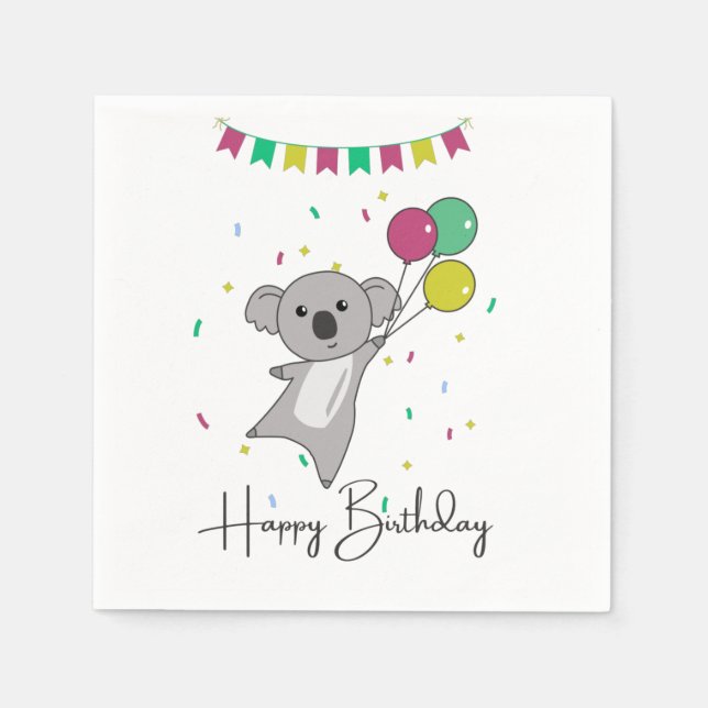 Koala Wishes Happy Birthday To You Koalas Napkins (Front)