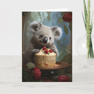 Koala with a Birthday Cake Thank You Card