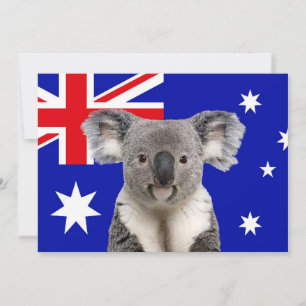 Koala with Australian Flag Background    Invitation