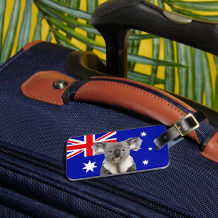 Koala with Australian Flag Background Luggage Tag