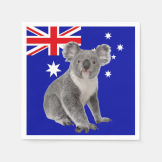 Koala with Australian Flag Background Napkin