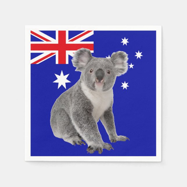 Koala with Australian Flag Background   Napkin (Front)
