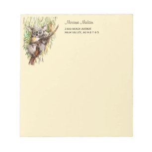 Koala with baby painted watercolor notepad