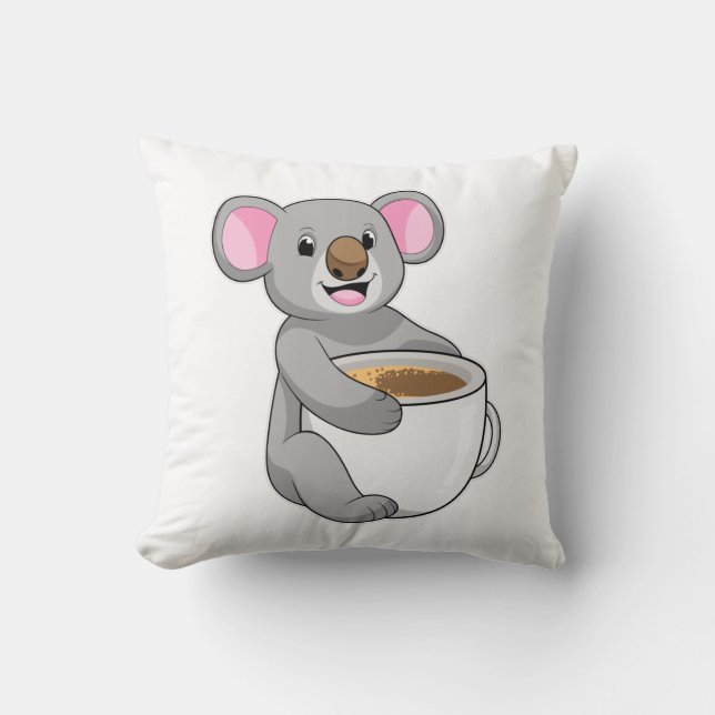 Koala with Coffee Cup Cushion (Front)