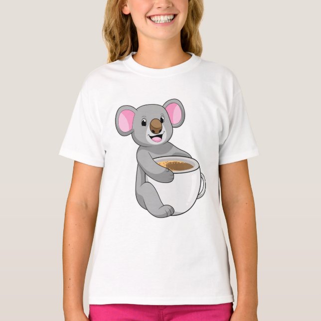 Koala with Coffee Cup T-Shirt (Front)