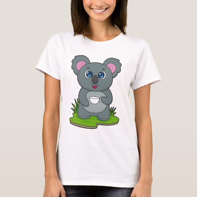 Koala with Coffee cup T-Shirt (Front)