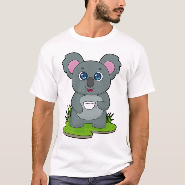Koala with Coffee cup T-Shirt (Front)
