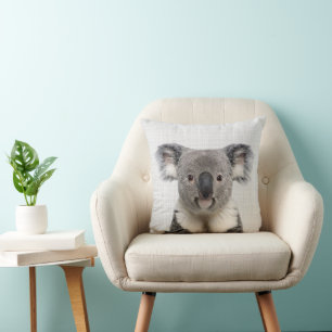 Koala with Grey Linen Background Cushion