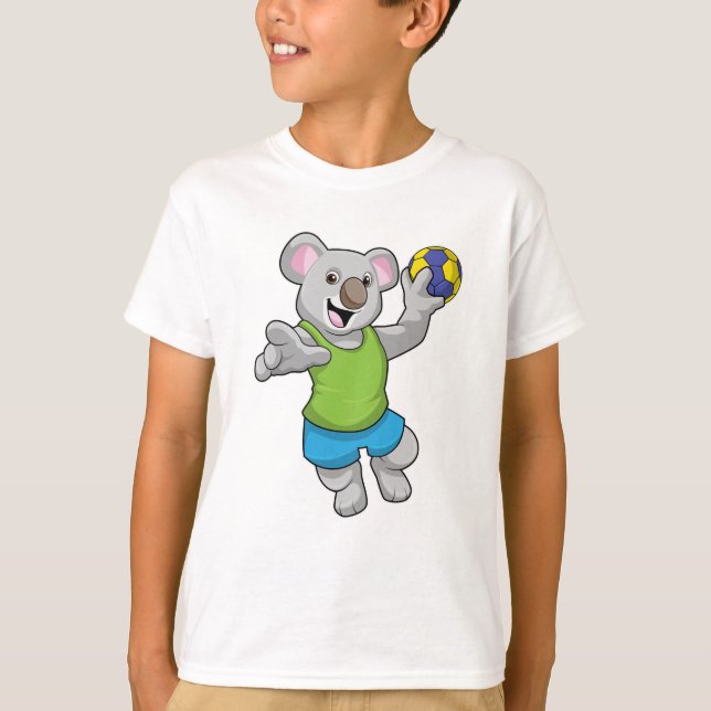 Koala with Handball Sports T-Shirt (Front)