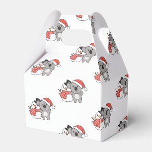 Koala With Snowman In Winter For Christmas Favour Box
