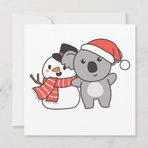 Koala With Snowman In Winter For Christmas Invitat Invitation