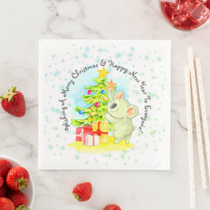 Koala with Tree Australian Christmas Party Dinner Napkin