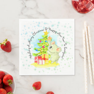 Koala with Tree Australian Christmas Party Lunch  Napkin