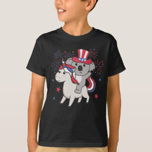 Koala With Unicorn For Fourth Of July Fireworks T- T-Shirt