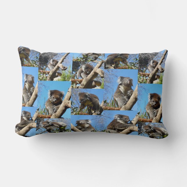 "Koala Wonders: A Heartwarming Photo Collage" Lumbar Cushion (Front)