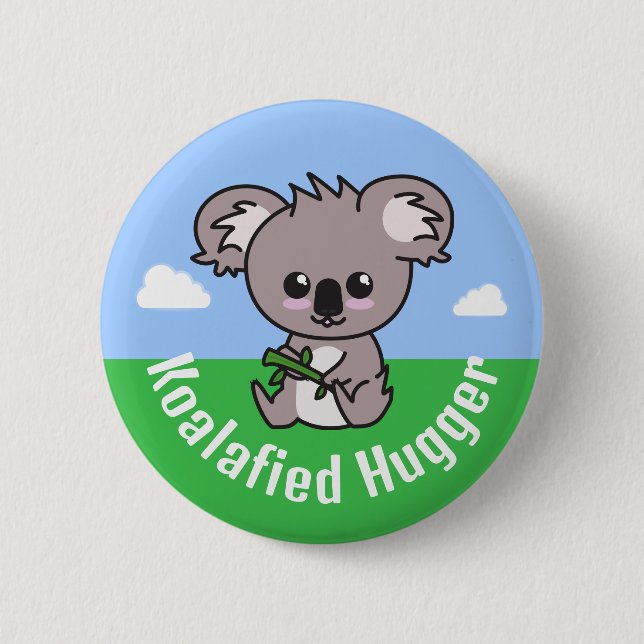 "Koalafied Hugger" cute cuddly baby koala 6 Cm Round Badge (Front)