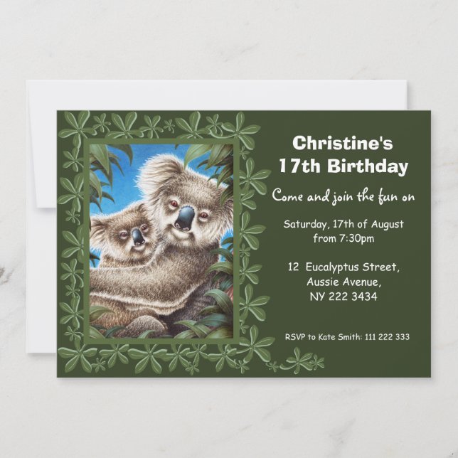Koalas Birthday Party Invitation (Front)
