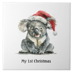Koala's First Christmas Cuddles, custom Tile