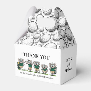 Koalas golf themed birthday favour box