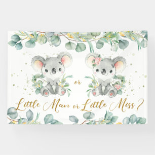 Koalas Greenery Gender Reveal Backdrop Man or Miss Banner