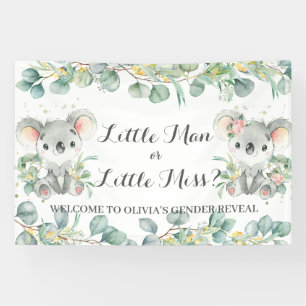 Koalas Greenery Gender Reveal Welcome Backdrop Banner