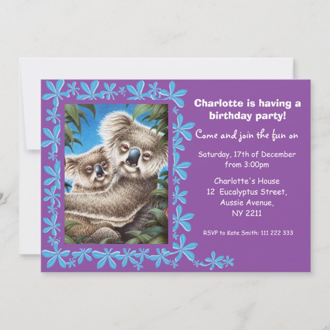 Koalas Kids Birthday Party Invitation (Front)