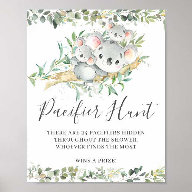 Koalas Twins Pacifier Hunt Baby Shower Game  Poster (Front)