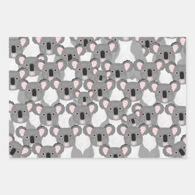 Koalas Wrapping Paper Flat Sheet Set of 3 (Front)