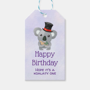 Koalaty Birthday Pun Cute Koala in Top Hat Gift Tags