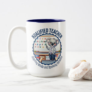 Koalified Teacher Cute Koala Themed Educator Gift Two-Tone Coffee Mug