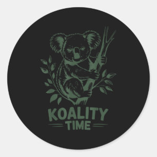 Koality Time Funny Koala Bear Sleep Men Women Girl Classic Round Sticker