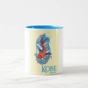 Kobe Japan Vintage travel poster Two-Tone Coffee Mug