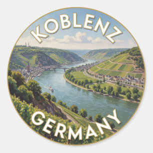 Koblenz Germany Deutsches Eck River Confluence Classic Round Sticker