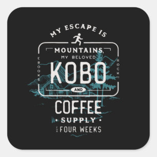 Kobo, Coffee, and Mountains Square Sticker