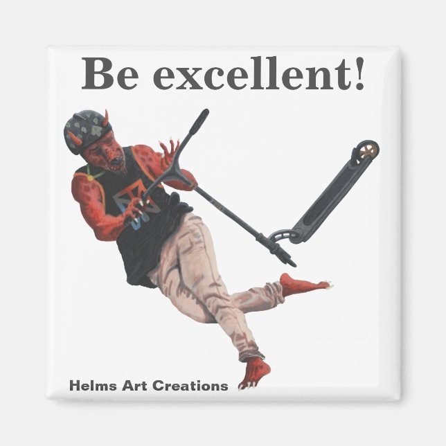 Kobold Kick Scooter Fantasy Art Button Magnet (Front)