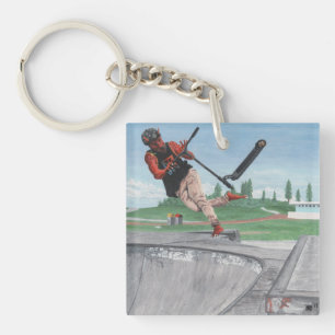 Kobold Scooter Trick Fantasy Art Acrylic Keychain