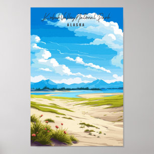 Kobuk Valley Alaska vintage travel illustration Poster